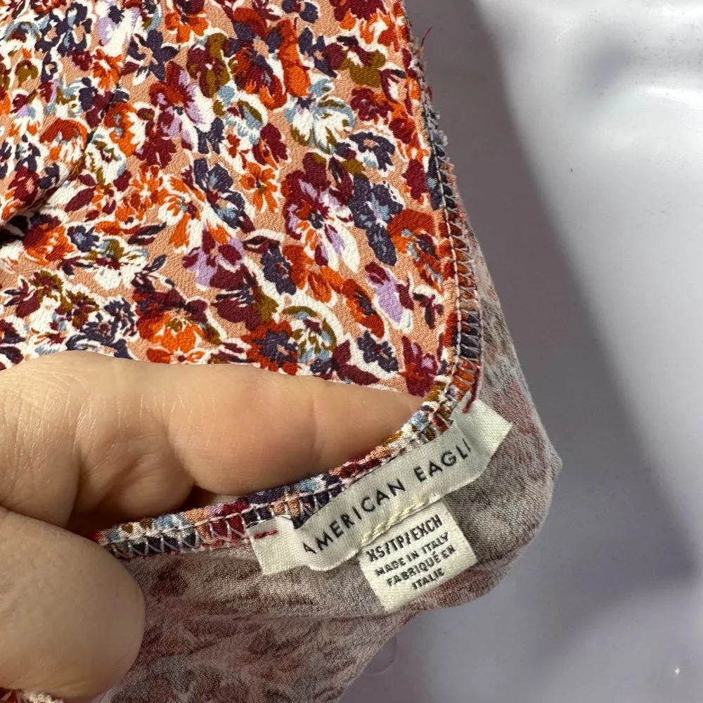 American Eagle Multicolor Floral One Shoulder Belted Midi Dress XS - Picture 10 of 10